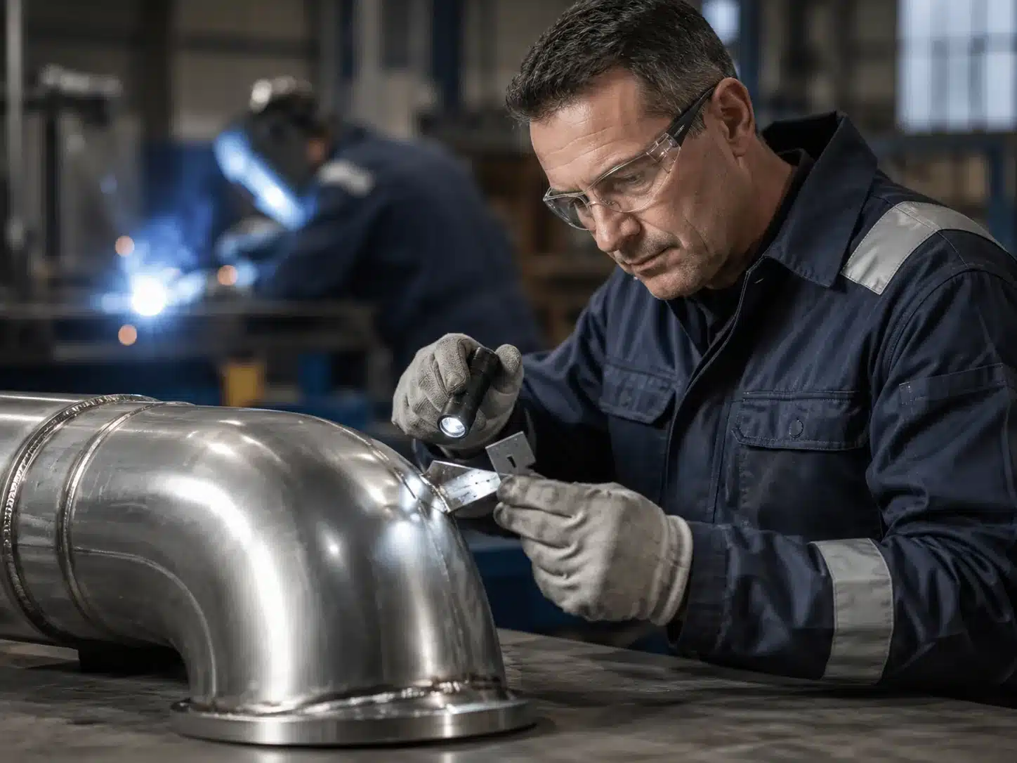 PML Engineering coded welding and quality assurance inspection in an industrial workshop
