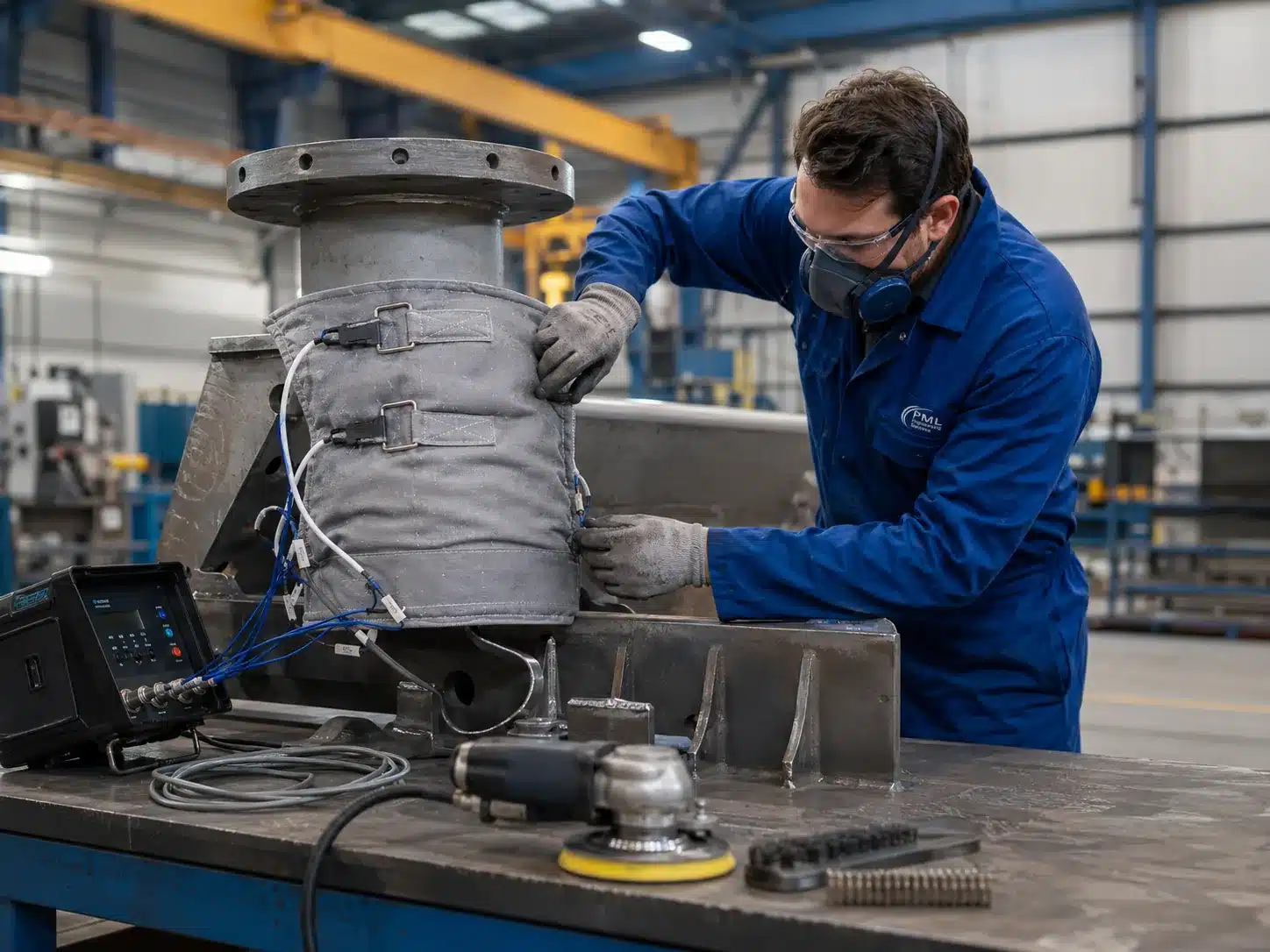 PML Engineering protective coatings and post-weld heat treatment support in an industrial workshop
